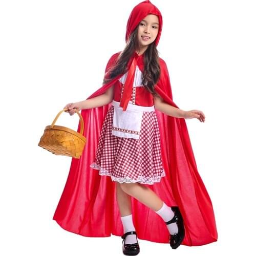Girls Bright Red Cheery Little Red Ridding Hood Sweet Storybook Character Halloween Costume For Your Little Kid Forest Adventure