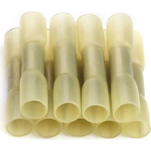 YT 10PCS Yellow Heat Shrink Butt Cable Wire Connectors Terminals Splice Crimp Terminals Waterproof Insulated AWG 12-10