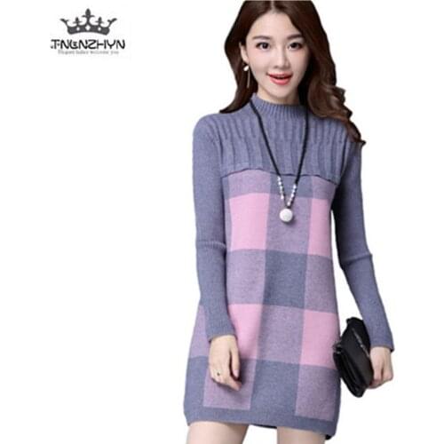 2019 Autumn Large size women sweater Korean medium long sweater bottoming shirt winter loose hedge thick sweater women clothes