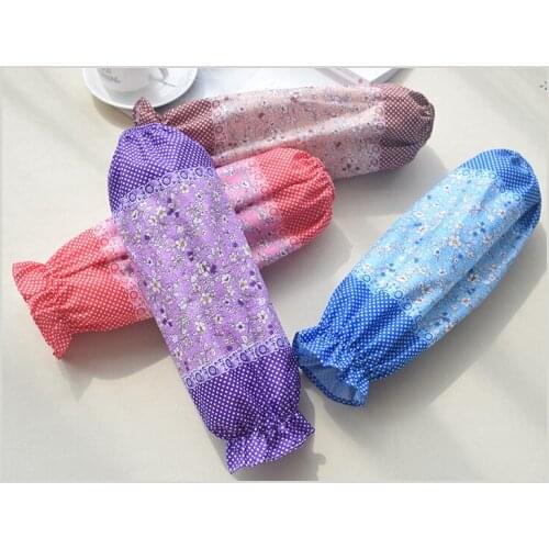 1Pair Kitchen Cooking Sleeve Polyester Thicken Antifouling Waterproof Flower Oversleeves Home Cleaning Accessories ND 014
