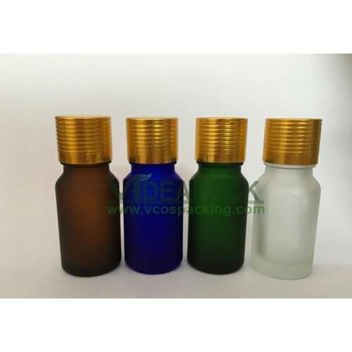 100pcs 5 ml glass Essential oil bottle / frosted glass bottle / Hyaluronic Acid Serum bottles / golden silver aluminum cover