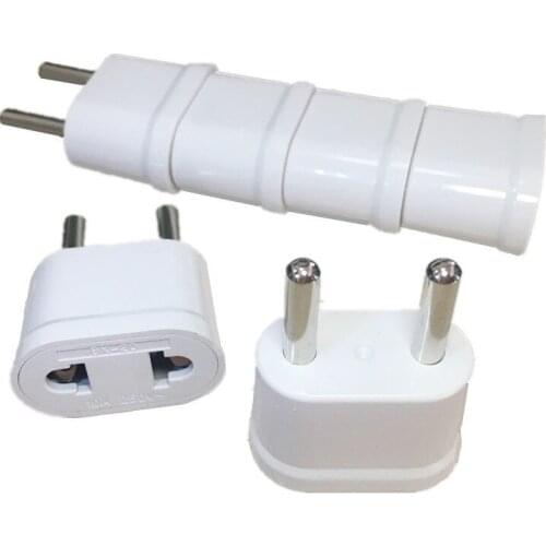 200pcs US To EU European KR Power Adapter 2 Pin Euro KR EU Travel Plug Adapter Outlet Electric AC Power Cable Sockets