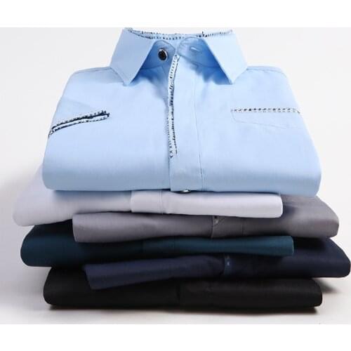 2021 Summer New Mens Fashion Casual Solid Color Short-sleeved Shirt Business Slim Work Dress White Shirt Male Brand