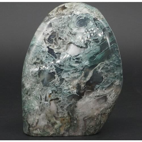 359g Natural Green Moss Agate Palm Stone Raw Materials Specimen Crystal Reiki Healing Rock Stone Craft Home Decor