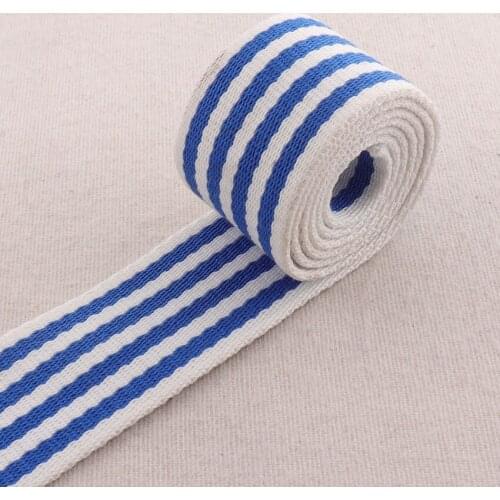 38mm Bag Purse Blue White Straps Striped Webbing Ribbon Twill White Totes Belts Tape Bag Handle 1 1/2"