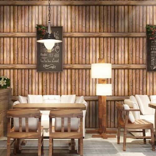 3D Wallpaper Retro Wood Grain Stripe Wall Sticker Living Room Study Dining Room Background Wall Decor PVC Waterproof Wall Papers
