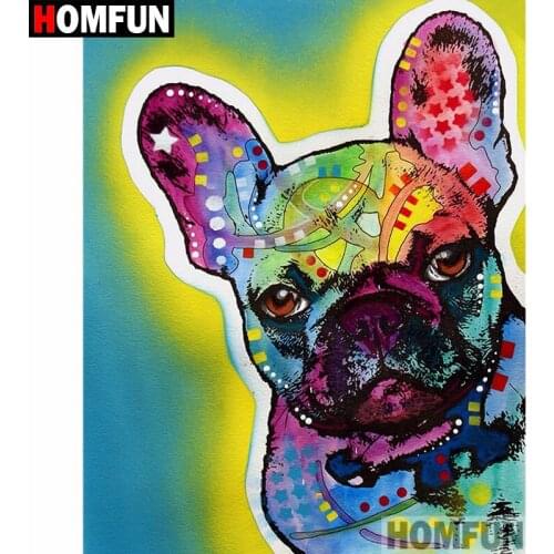 HOMFUN 5D DIY Diamond Painting Full Square/Round Drill "Color dog" 3D Embroidery Cross Stitch gift Home Decor A01019