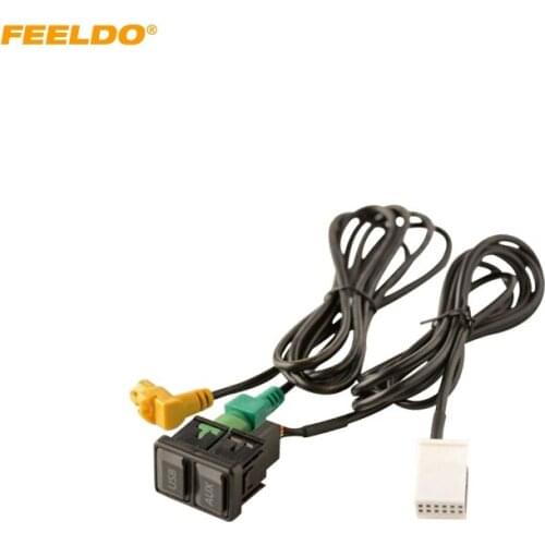 FEELDO Car USB AUX Data Adapter Switch Button Cable wiring Harness For Volkswagen Golf POLO GTI Bora RCD510 RNS315 RCD310