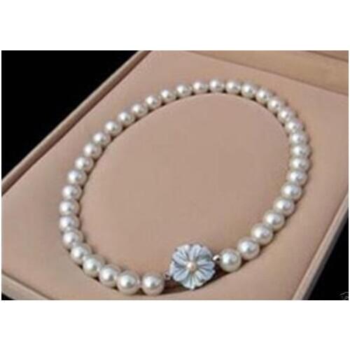 Free shipping beautiful 10mm white south sea shell pearl necklace 18" Jewelry AAA