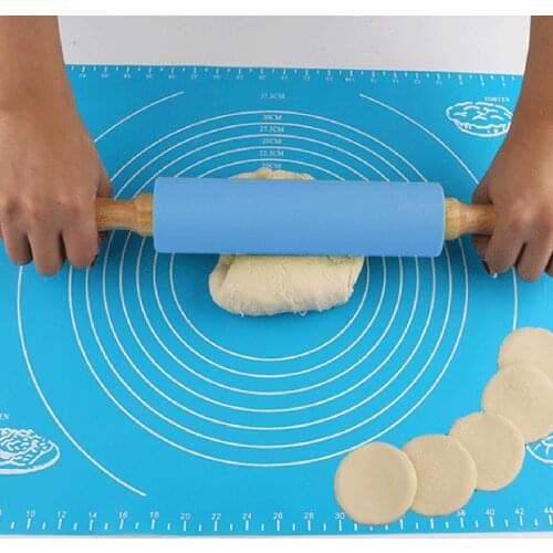 Large Non-Stick Silicone Handle Silicone Roll Pin Pastry Dough Flour Roller Kitchen Baking Cooking Tools Christmas Roll Pin