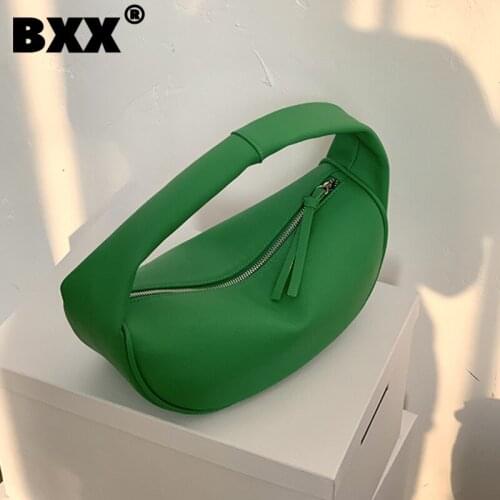 [BXX] Simple Solid Color PU Leather Bags For Women 2021 Summer Branded Shoulder Bag Handbags Trending Luxury Hand Bag HS087