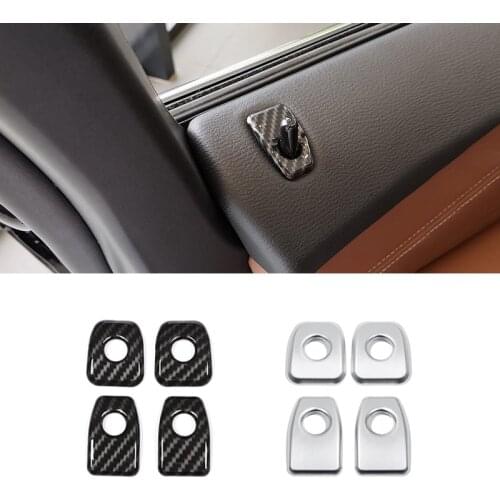 For BMW X5 X6 F15 F16 4pcs Car Carbon Fiber Texture Interior Door Lock Knob Pin Cover Button Protective Trim