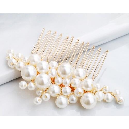 Hair Jewelry Handmade pearl bridal hair comb wedding accessory white high imitation pearl headpiece