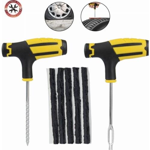 Car Tire Repair Tools Tire Repair Kit Rivet Tool Set Auto Motorcycle Bicycle Tubeless Tire Puncture Plug Garage Auto Parts