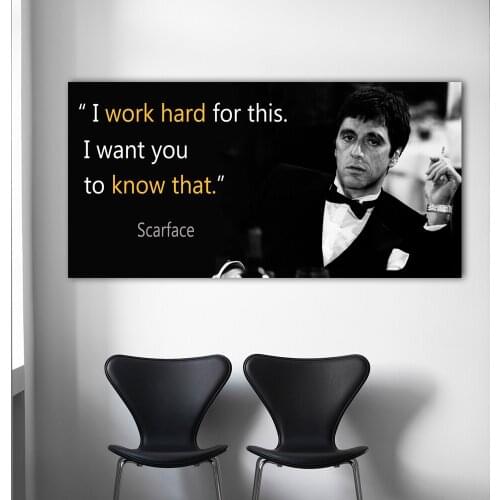 Canvas Painting Quotes Poster Extraordinary Wall Art Print Tony Montana Portrait Wall Picture for Living Room