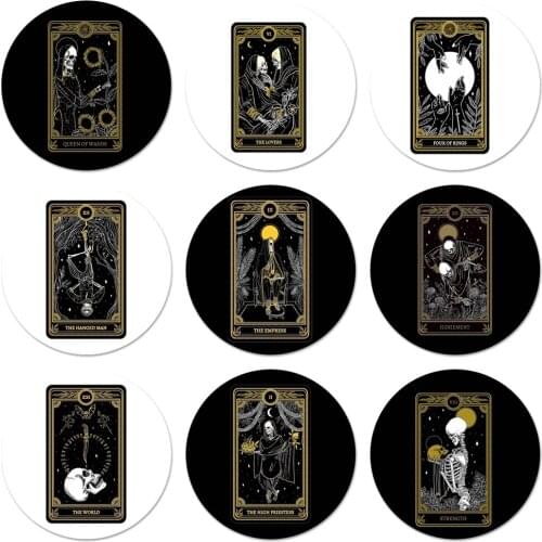 Cool card black The Marigold Tarot Icons Pins Badge Decoration Brooches Metal Badges For Backpack Decoration 58mm
