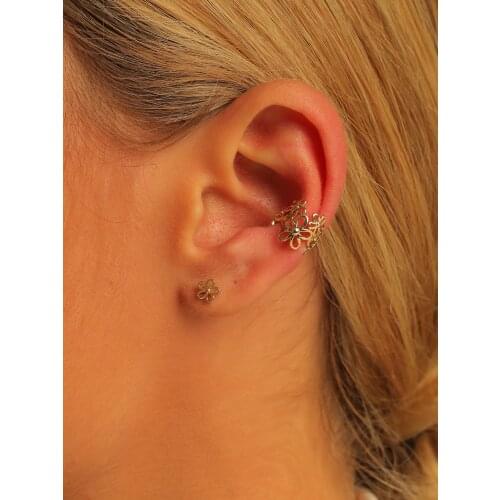 LUNA CHIAO 2021 Spring Summer Hollow Out Flower Floral Cuff Earring Stud Set-Fashion Jewelry for Women