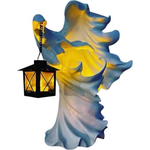 Creative Resin Ghost Statue Holding Lantern For Halloween Festival Party Supplies Home Yard Garden Decoration Accessories