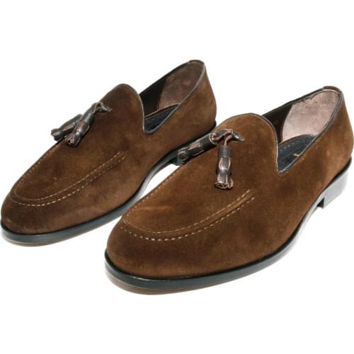 SHENBINS Handmade Tassel Loafers with Premium Brown Suede and Leather Soles, Mens Casual Footwear