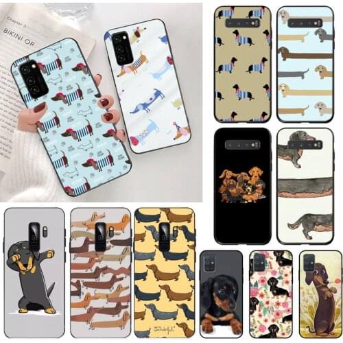 Cute cartoon Dachshund dog Black TPU Soft Phone Case Cover for Samsung S20 plus Ultra S6 S7 edge S8 S9 plus S10 5G lite 2020