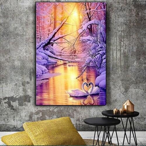 Brand new AB diamond 5D diamond painting sunrise DIY diamond embroidery cross stitch home decoration painting