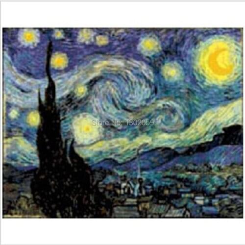 High Quality Avilable Embroidery Cross Stitch Kit Starry Sky Oil Painting 18CT/16CT/14CT/11CT/9CT