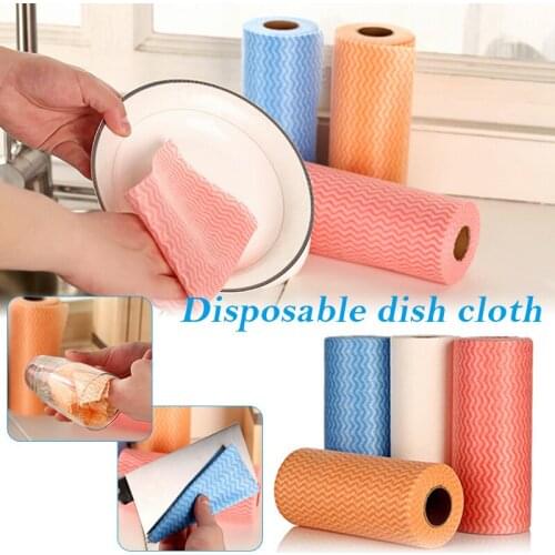 Disposable Cleaning Towels Kitchen Dish Cloths Dish Rags Non Woven Fabric Handy Wipes Household 50 Sheet/Roll E7