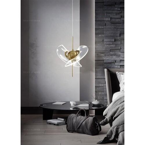 Postmodern Butterfly Luxury Pendant Lights Bedroom Bedside Hanging Lamp Art Deco Living Room Lamp Model Room Copper Pendant Lamp