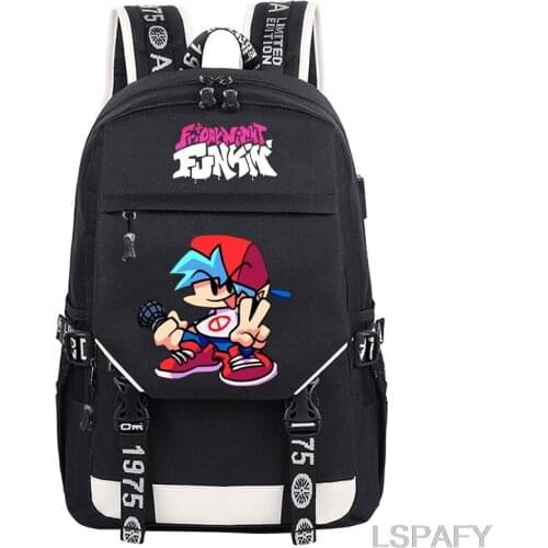 Anime Friday Night Funkin Backpack Capacity Boys Girls Cosplay Canvas children Kids Schoolbag USB Travel Bags