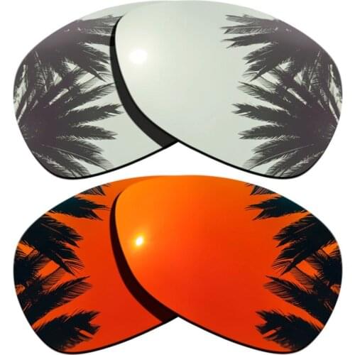 Silver Mirrored+Orange Red Mirrored Coating)2-Pairs Polarized Replacement Lenses for Crosshair 2012 100% UVA & UVB Protection