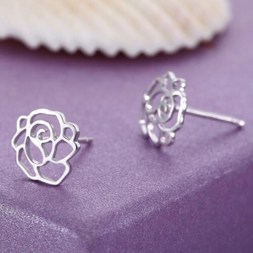 Flower Design Stud Earrings silver color jewelry Earring Fashion Jewelry For Woman brincos para as mulheres pendientes plata