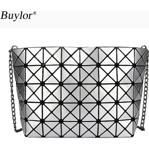 Buylor Small Crossbody Bag Laser Glitter Shoulder Bag Geometric Holographic Sequin Laser Handbag Fashion Lattice Strap for Party
