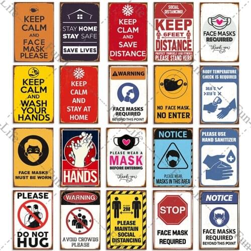 Vintage Warning Metal Signs Poster Caution Retro Tin Sign Plate Tinplate Plaque Cafe Bar Pub Home Office Decor 30x20cm