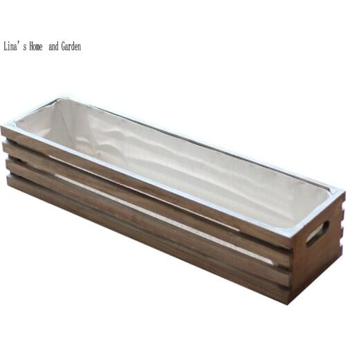 Warterproof lining indoor outdoor large rectangle solid planter box distressed