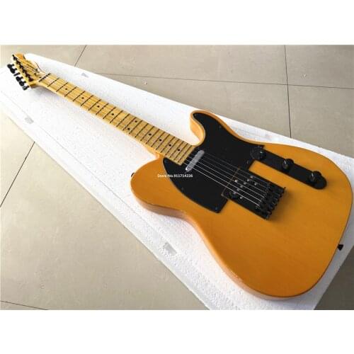 High quality retro yellow electric guitar black accessories can be customized free shipping