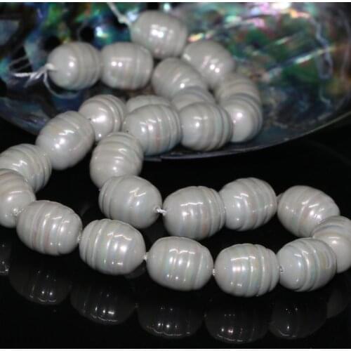 Top quality fashionnatural gray shell pearl approx barrel shape 12*15mm wedding gift jewelry making loose beads 15inch B2271