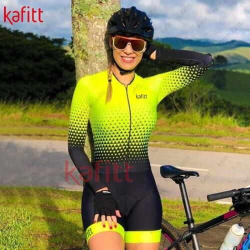 Kafitt Women' Jumpsuit Long Sleeve шорты женский Clinical Uniforms Woman Cycling Sportswear Triathlon Fluorescent Color Jumpsuit