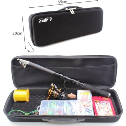 1.8m-3.0m Carbon telescopic fishing rod and Spinning Reels set Fishing bag line hook combination Travel carp fishing fish