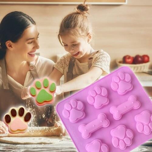 1pc Dog Footprint Feet Mould Cake Molds Bone Mold Creative Cookie Fondant 3D DIY Cat Paw Silicone Bakeware Kitchen Accessories