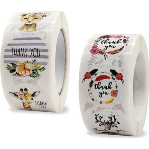 1 Pack 500Pcs Envelope Tab Sealer Stickers 1 Inch Cute Animals Round 500pcs Sealing Labels for Small Business