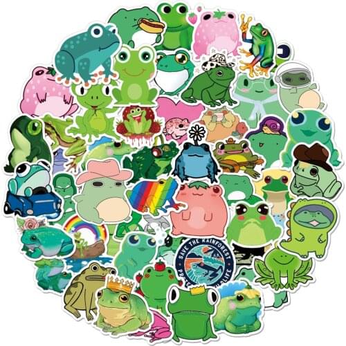 10/50/100 Pcs Cute Cartoon Frog Stickers Graffiti for Laptop Luggage Motorcycle Car Bike Skateboard Helmet Waterproof Decals Toy