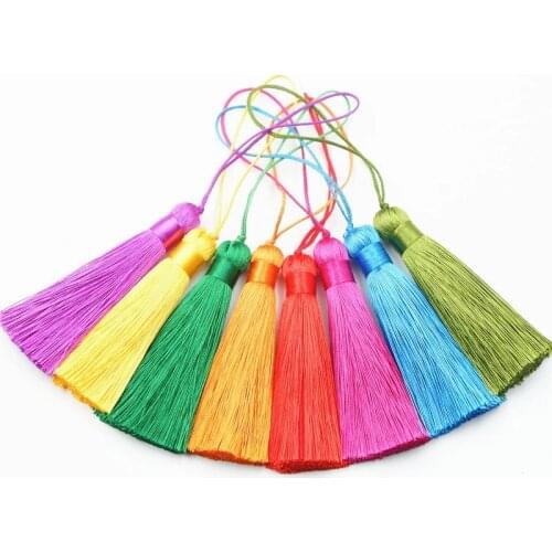 10Pcs 8cm Silk Satin Tassel Brush Handmade Crafts DIY Earrings Pendant Room Decoration Accessories For Jewelry Making Findings