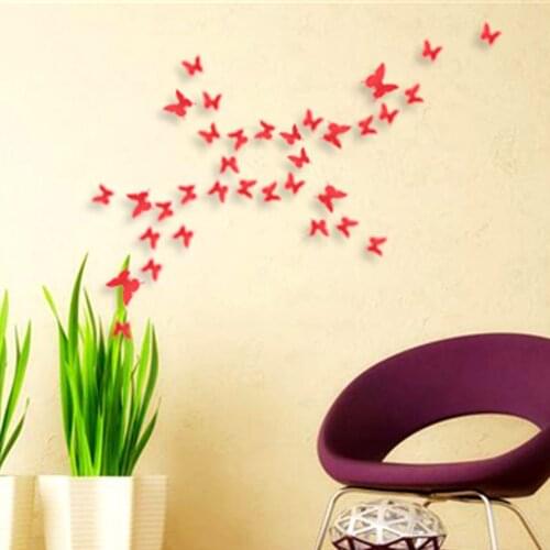 12PC High Quality Pack PVC Stikers 3D Decorative Butterflies Wall Art Sticker Home Decor High Quality Living Room wall Stikers