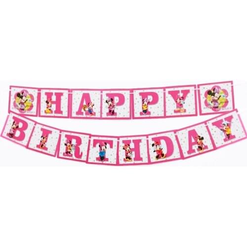 2M Minnie Mouse Letter Banner Disposable Tableware Happy Birthday Party Supplies Festival Decoration Girls Event Party Favor