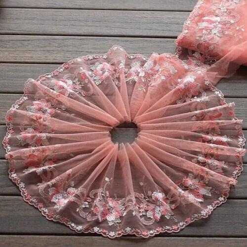 2 Yards Lace Trim Orange Aulic Floral Embroidered Lace 7 Inches Wide High Quality