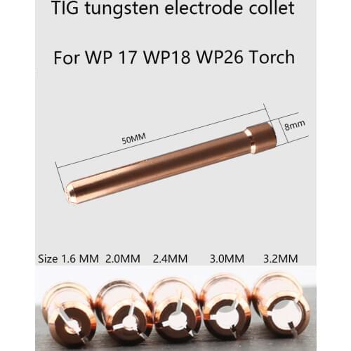 Tig welding accessories E-cu collet for WP 17 WP18 WP26 tig tungsten electrode collet for argon welding torch 20pcs/lot
