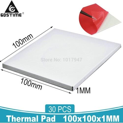 30Pcs Lot Gdstime 100x100x1mm CPU Thermal Pad IC Heatsink Cooling Conductive Silicone Pads 1MM for PC CPU Chipset Cooler