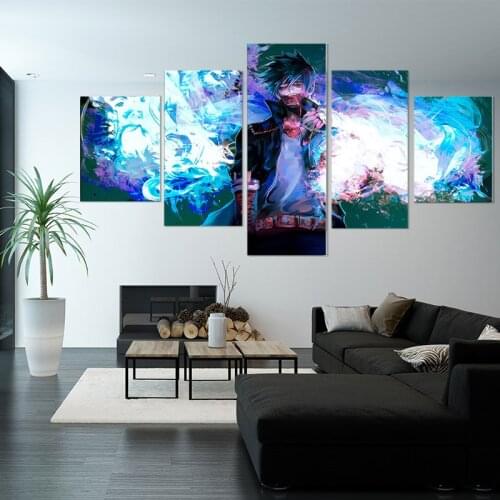 5 Piece Dabi Blue Flames My Hero Academia Anime HD Print Poster Drawing Prints Art Canvas Paintings for Home living Room Decor