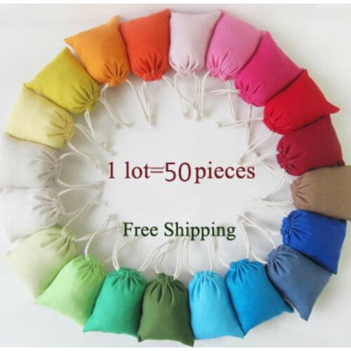 50PCS Linen Cotton Gift Bags Packing Jewelry Drawstring Pouch Cosmetic Wedding Candy Wrappling Reusable Sachet Print Logo Custom