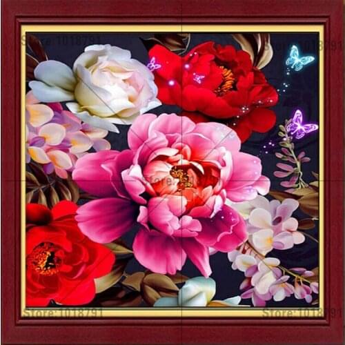5d Diamond Painting Red Flower With Cross Diamond Rhinestone Stick Painting Square Drill Cross Stitch Embroidery Diamond Mosaic